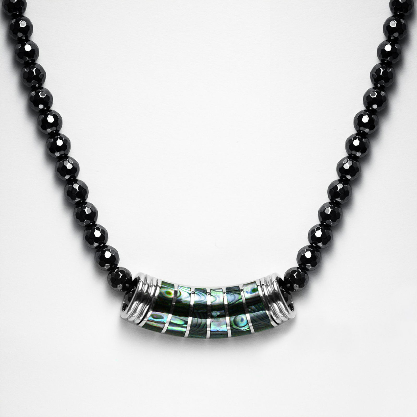 Abalone Slide Pendant with Hematite Necklace 18" (1 of 3)