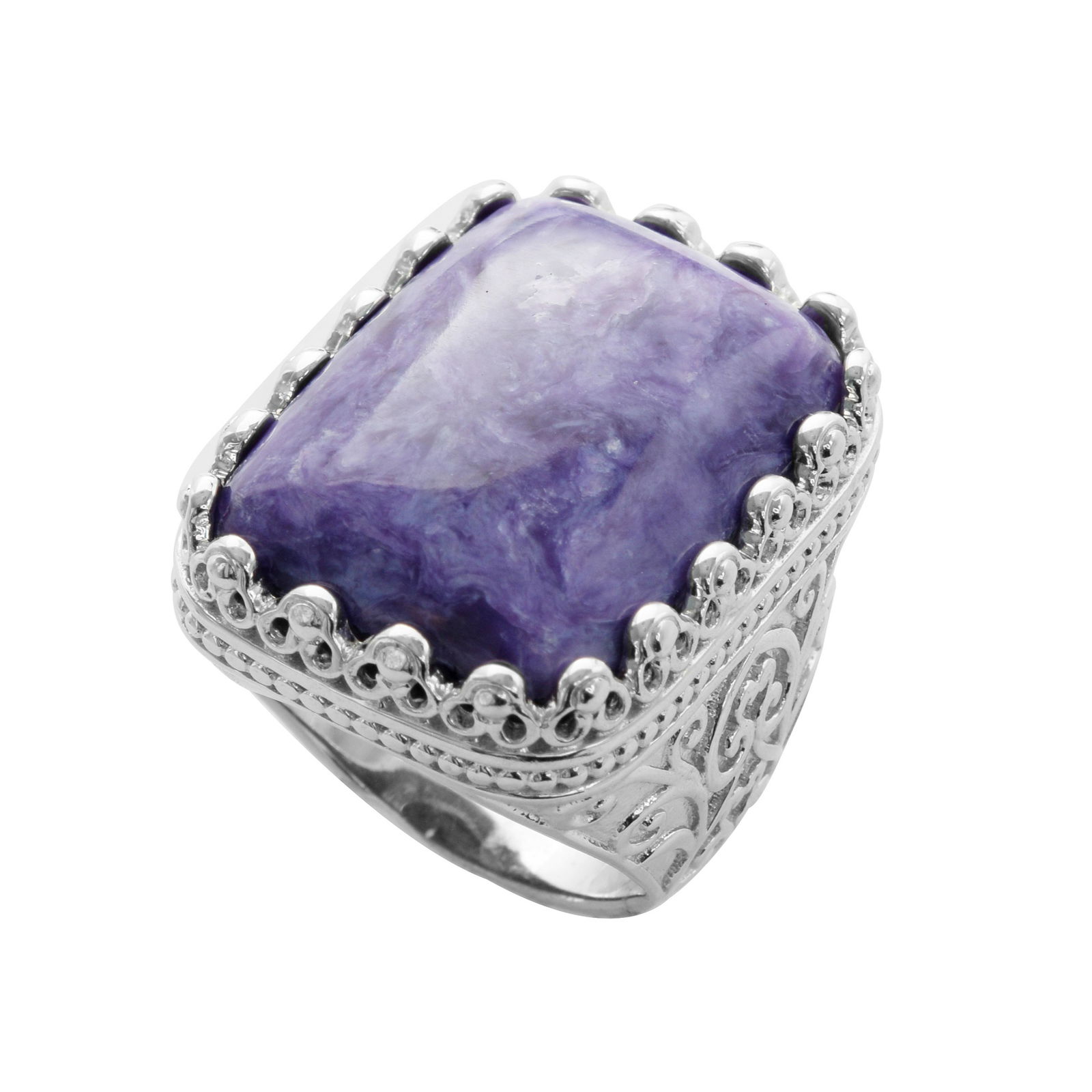 Sterling Silver 24x17mm Charoite Ring-SZ 7 (1 of 1)