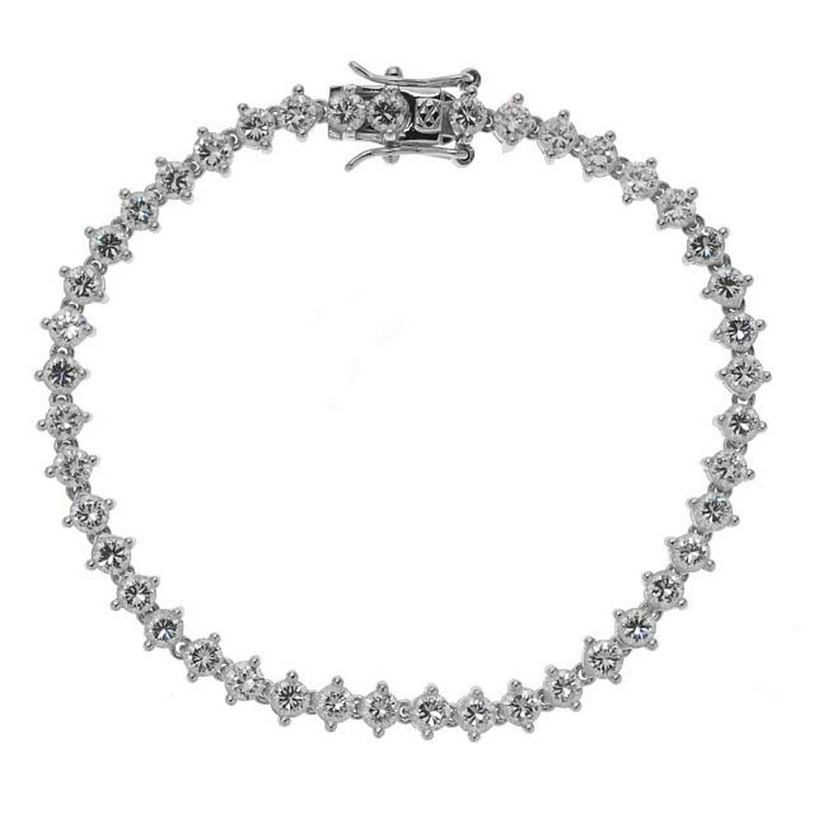 Sterling Silver Tennis Bracelet 7.25": • Sparkling cubic zirconia • 7.25 inch length • Slide & insert clasp • Gleaming rhodium over fine sterling silver