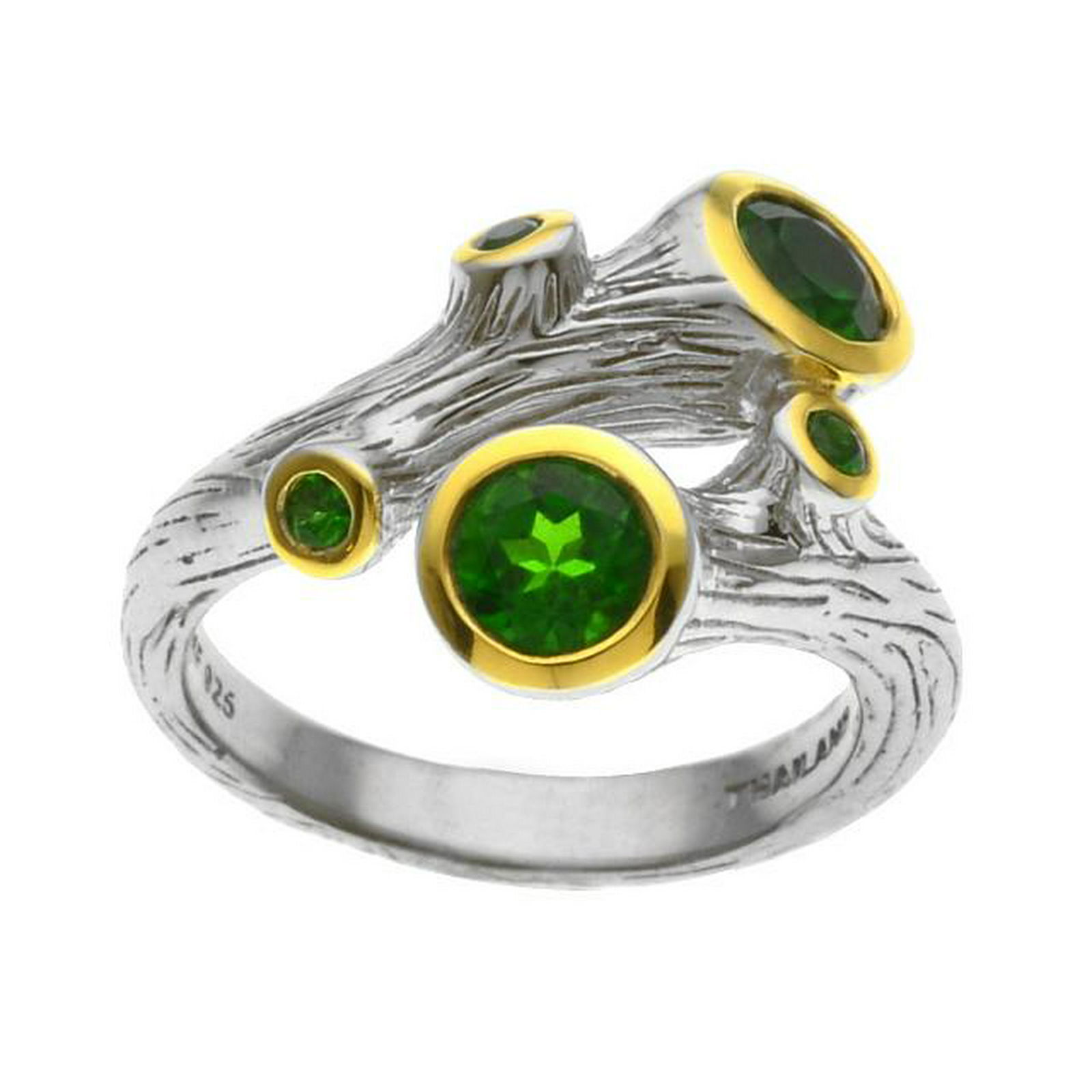 Silver Chrome Diopside Branch Bypass Ring-SZ 8 (1 of 1)