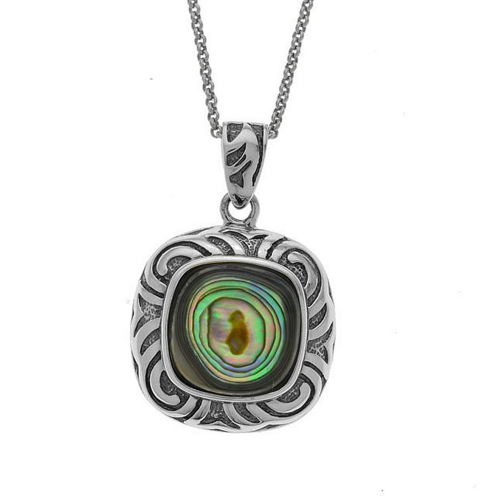 Sterling Silver Square Cushion Abalone Pendant (1 of 1)