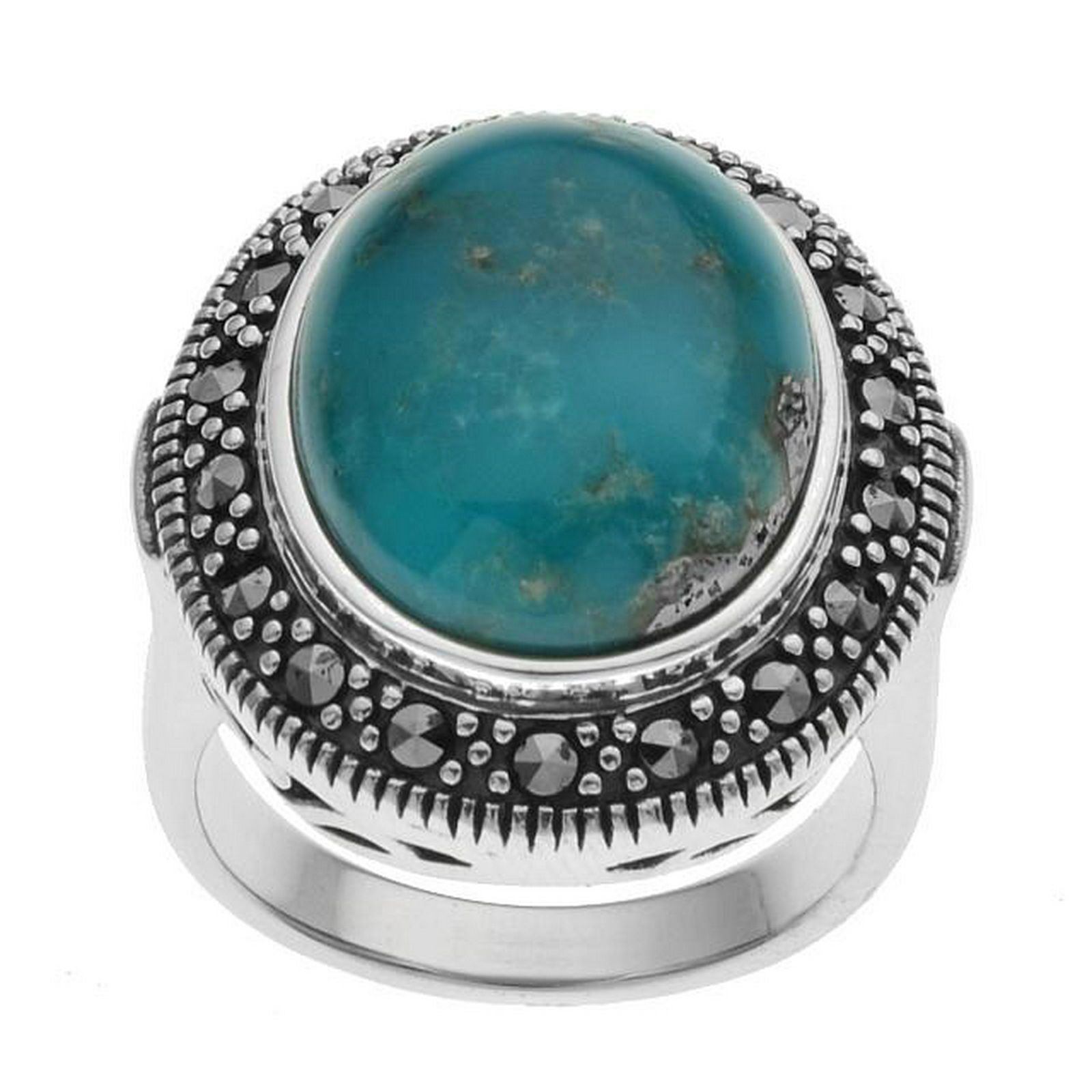Silver Campo Frio Turuoise & Marcasite Ring-SZ 9 (1 of 2)
