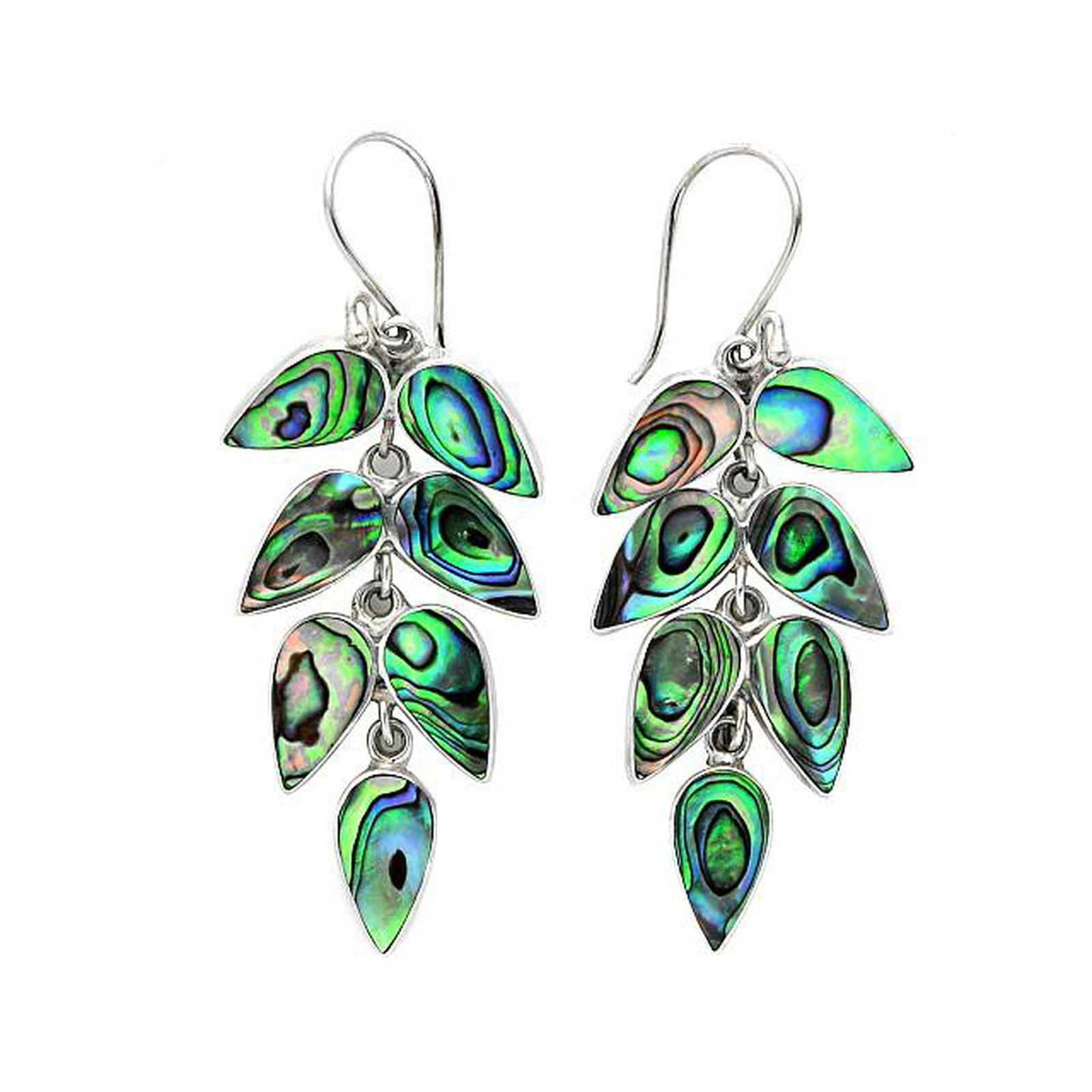 Sterling Silver Abalone Leaf Drop Earrings (1 of 1)