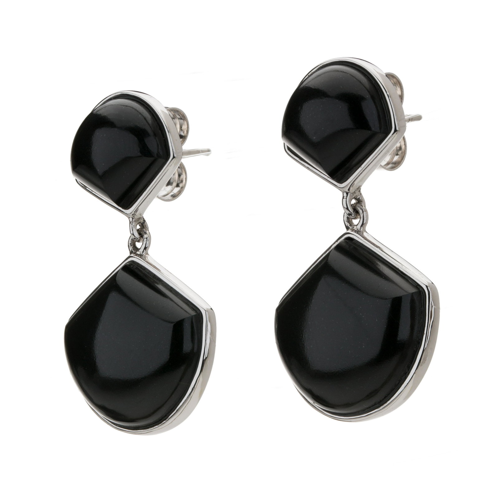 Sterling Silver Black Onyx Fan Drop Earrings (1 of 3)
