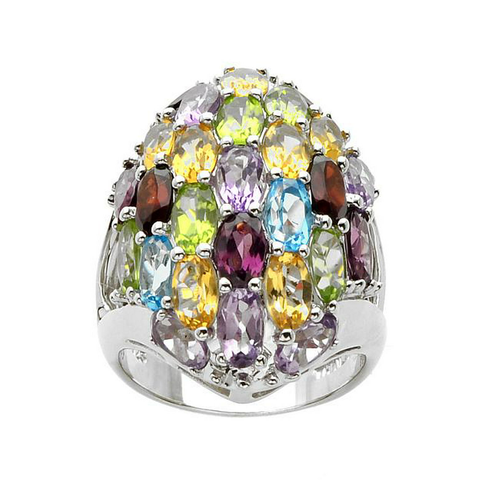 Silver 6.35ctw Oval Multi Gemstone Dome Ring-SZ 6 (1 of 1)