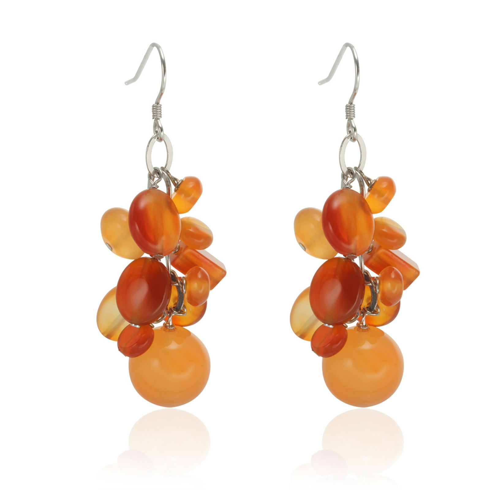 Sterling Silver Carnelian Cluster Drop Earrings (1 of 1)