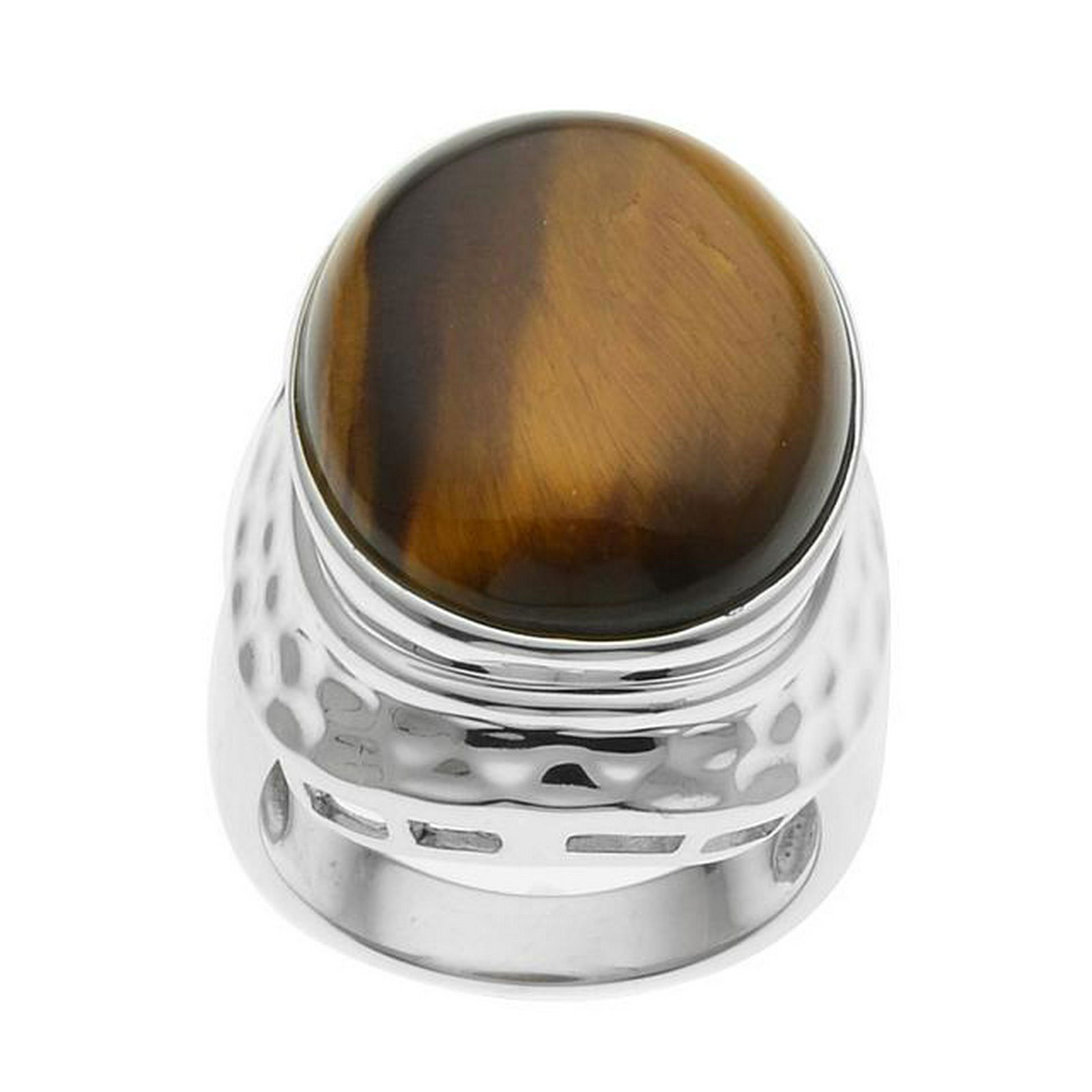 Sterling Silver Tiger's Eye Hammered Ring-SZ 9 (1 of 2)