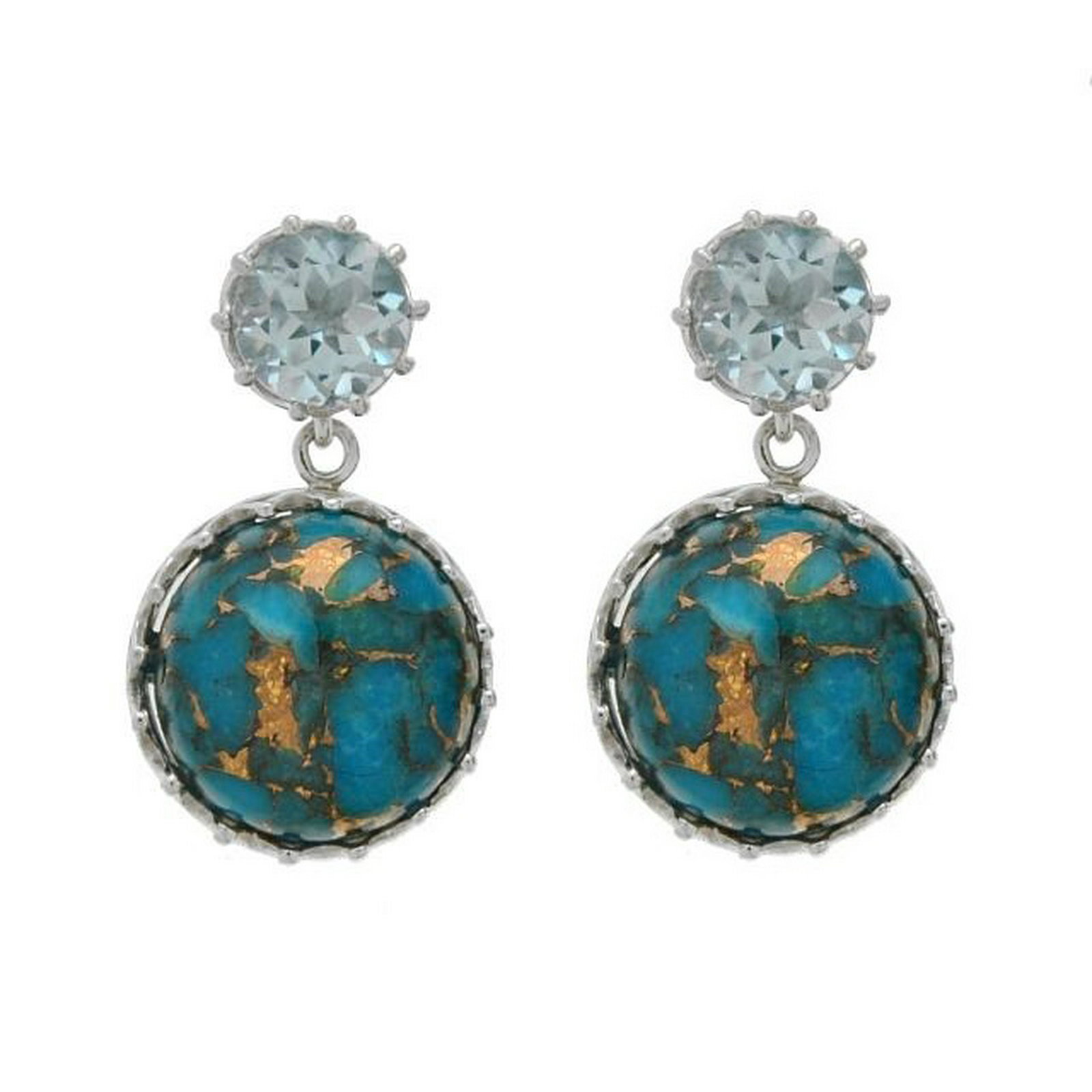 Sterling Silver Turquoise & Topaz Drop Earrings (1 of 2)