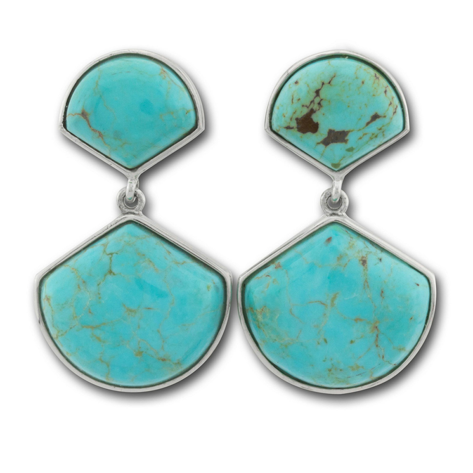 Sterling Silver Turquoise Fan Drop Earrings (1 of 3)