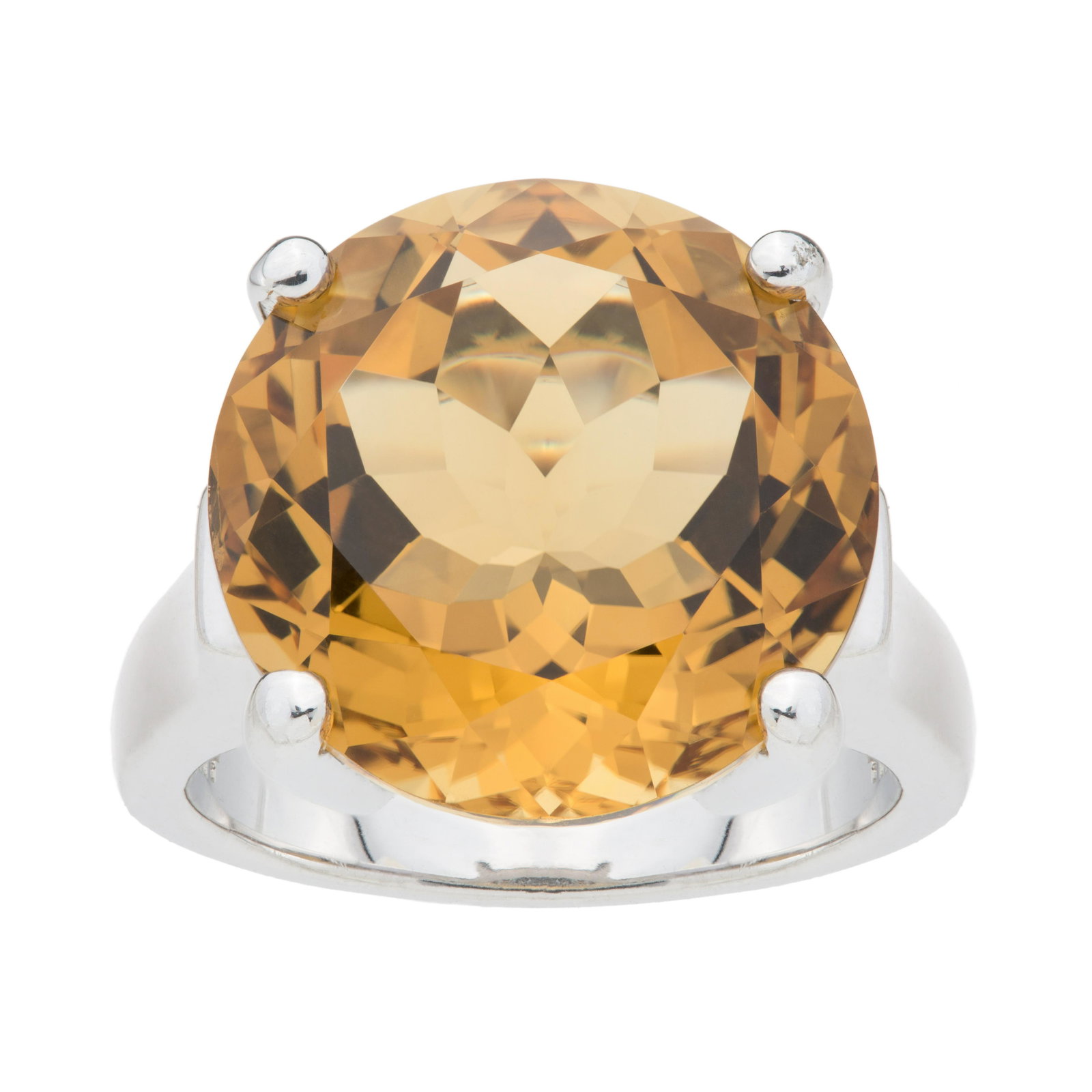 Silver 11.70ct Citrine Solitaire Ring-SZ 7 (1 of 3)