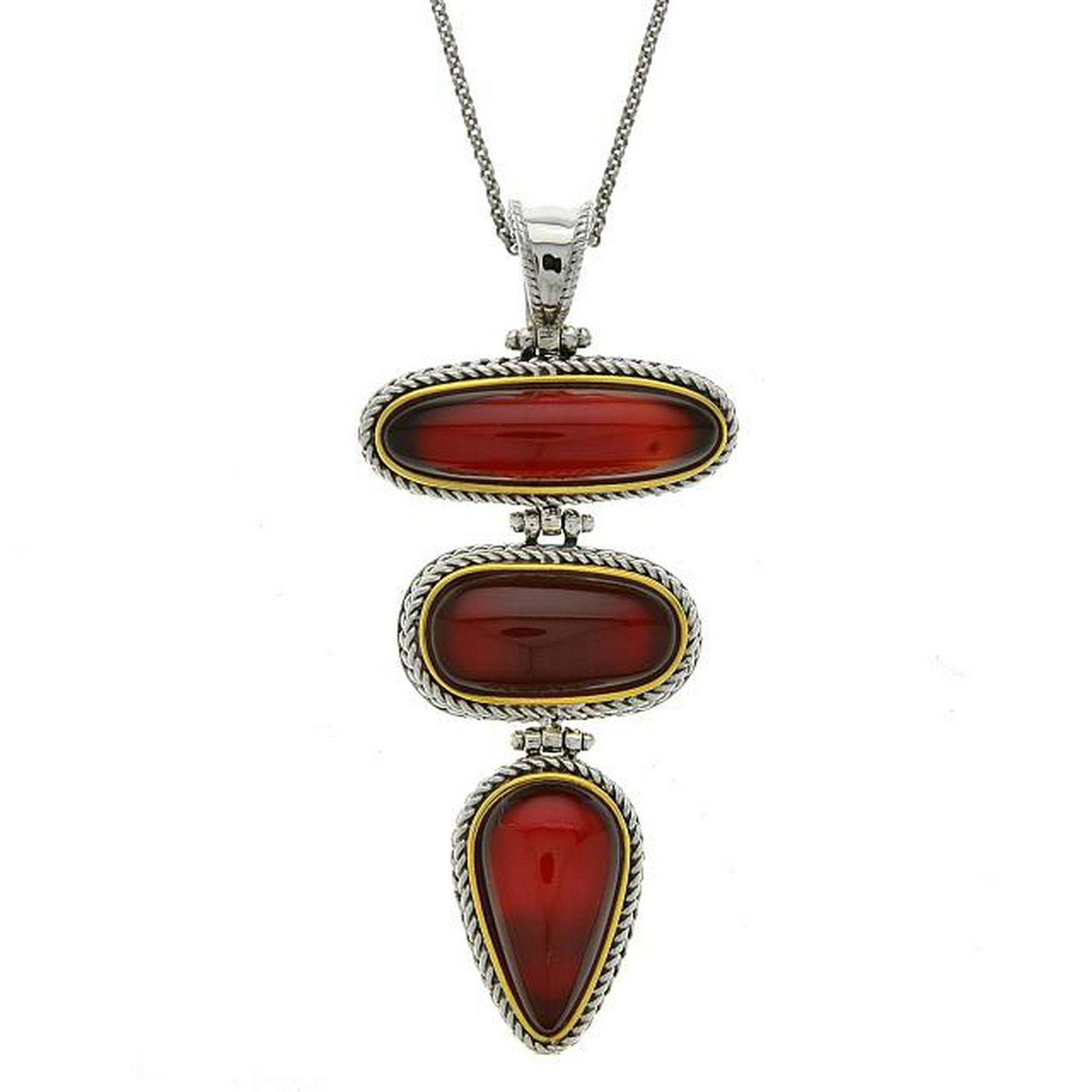Silver Carnelian 3-Stone Drop Enhancer Pendant (1 of 2)