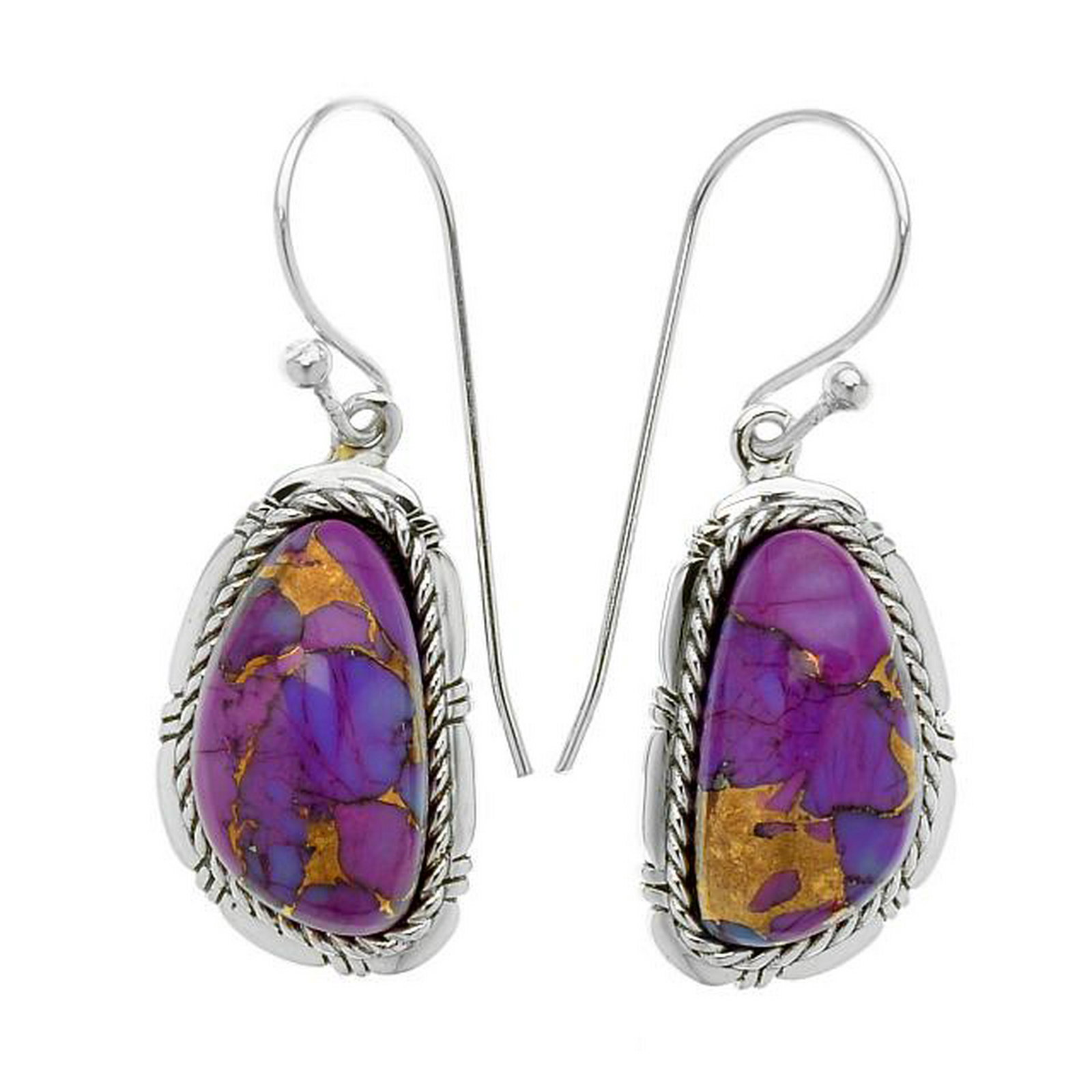 Silver Purple Mohave Turquoise Drop Earrings (1 of 1)