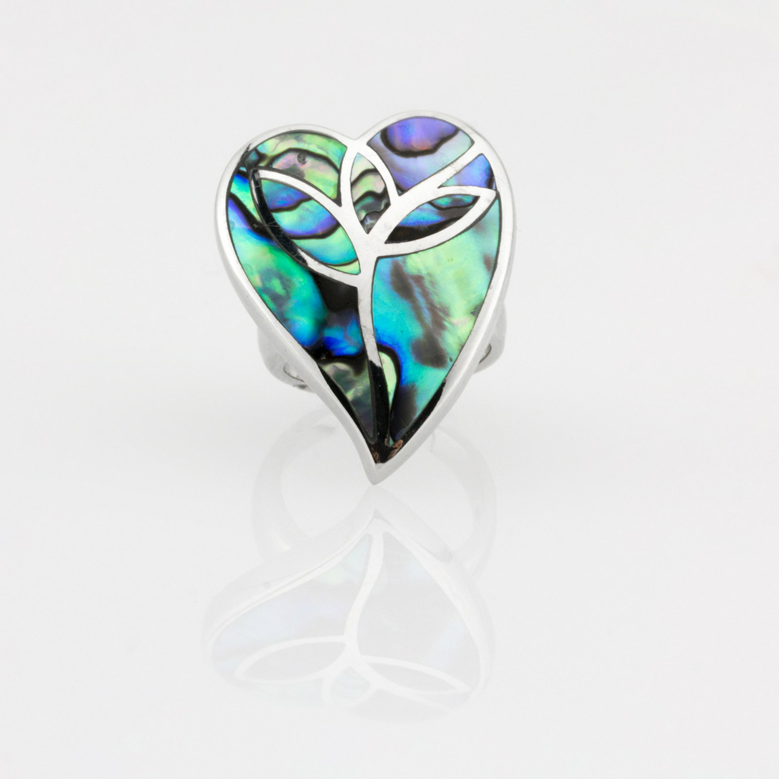 Silver Freeform Abalone Heart Inlay Ring-SZ 5 (1 of 3)