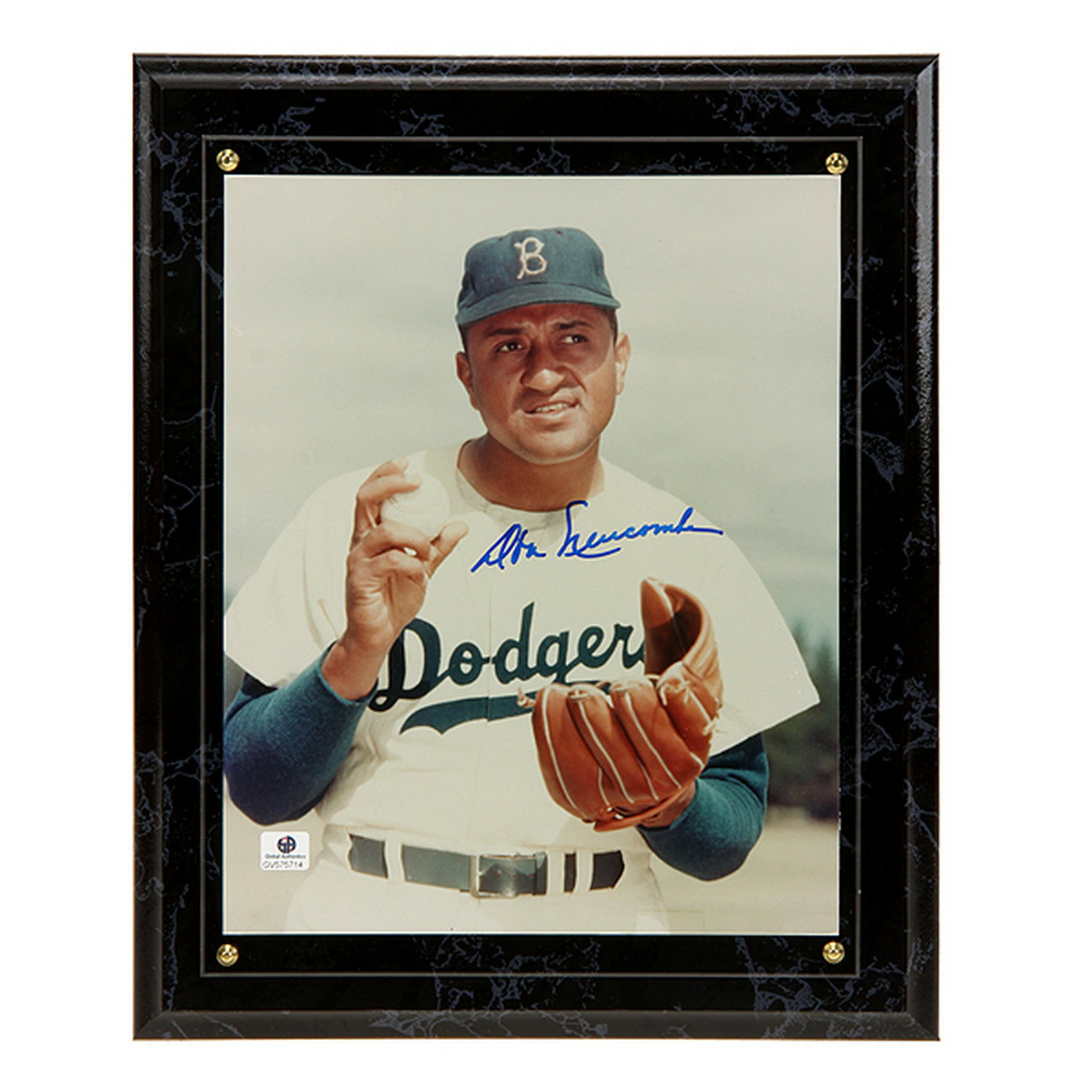 Donald Newcombe Brookly Dodgers Signed 8x10 GFA: Donald Newcombe Brookly/Los Angeles Dodgers Gray Plaque Autograph 8x10 GFA