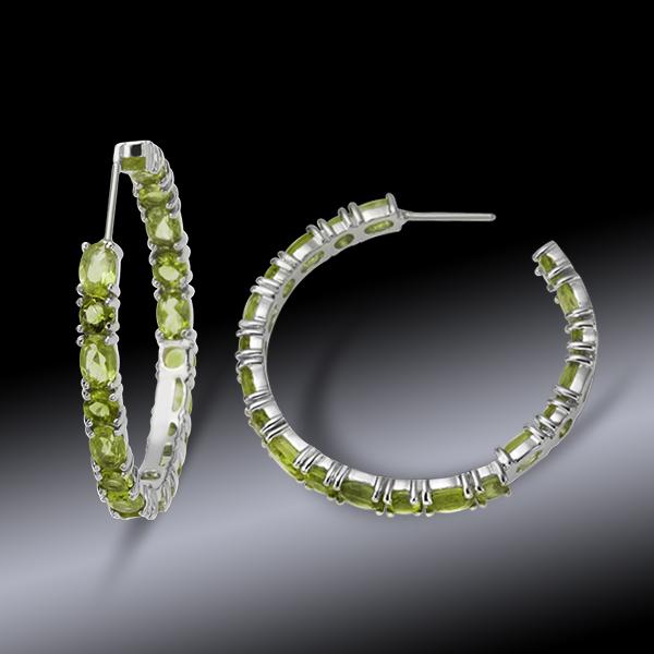 Sterling Silver 9.2ct Peridot Hoop Earrings (1 of 1)