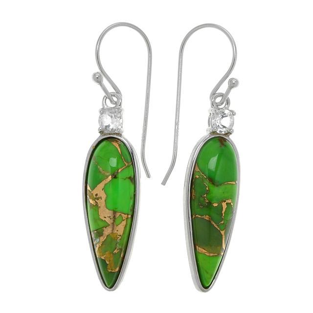 Silver Green Mohave Turquoise Drop Earrings (1 of 1)