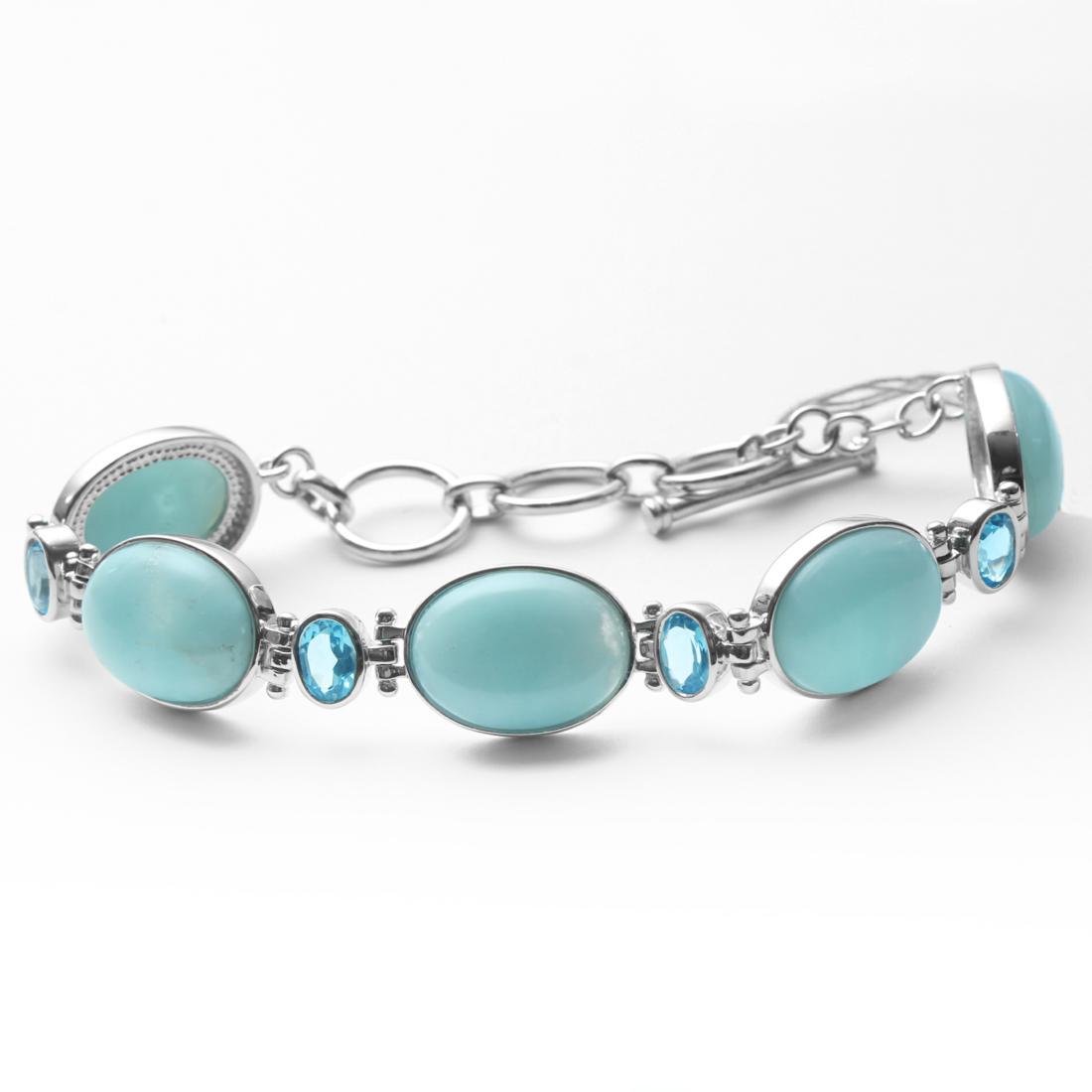 Silver 3.8ct Blue Topaz & Hawaiian Surf Bracelet (1 of 1)