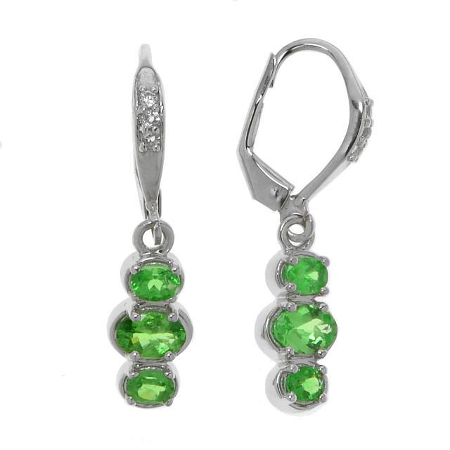Silver 1.59ctw Green Garnet & Topaz Drop Earrings (1 of 1)