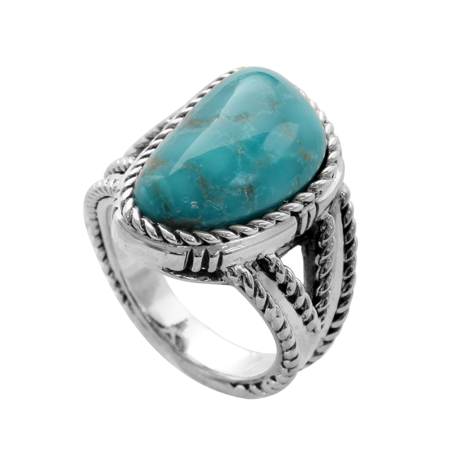 Silver Campo Turquoise Rope Textured Ring-SZ 6 (1 of 1)