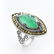 Sterling Silver Green Agate & Marcasite Ring-SZ 8