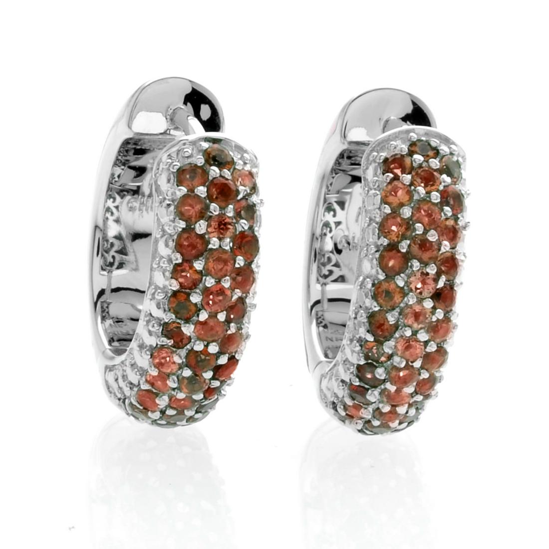 Silver Jade & Garnet Reversible Hoop Earrings (1 of 2)