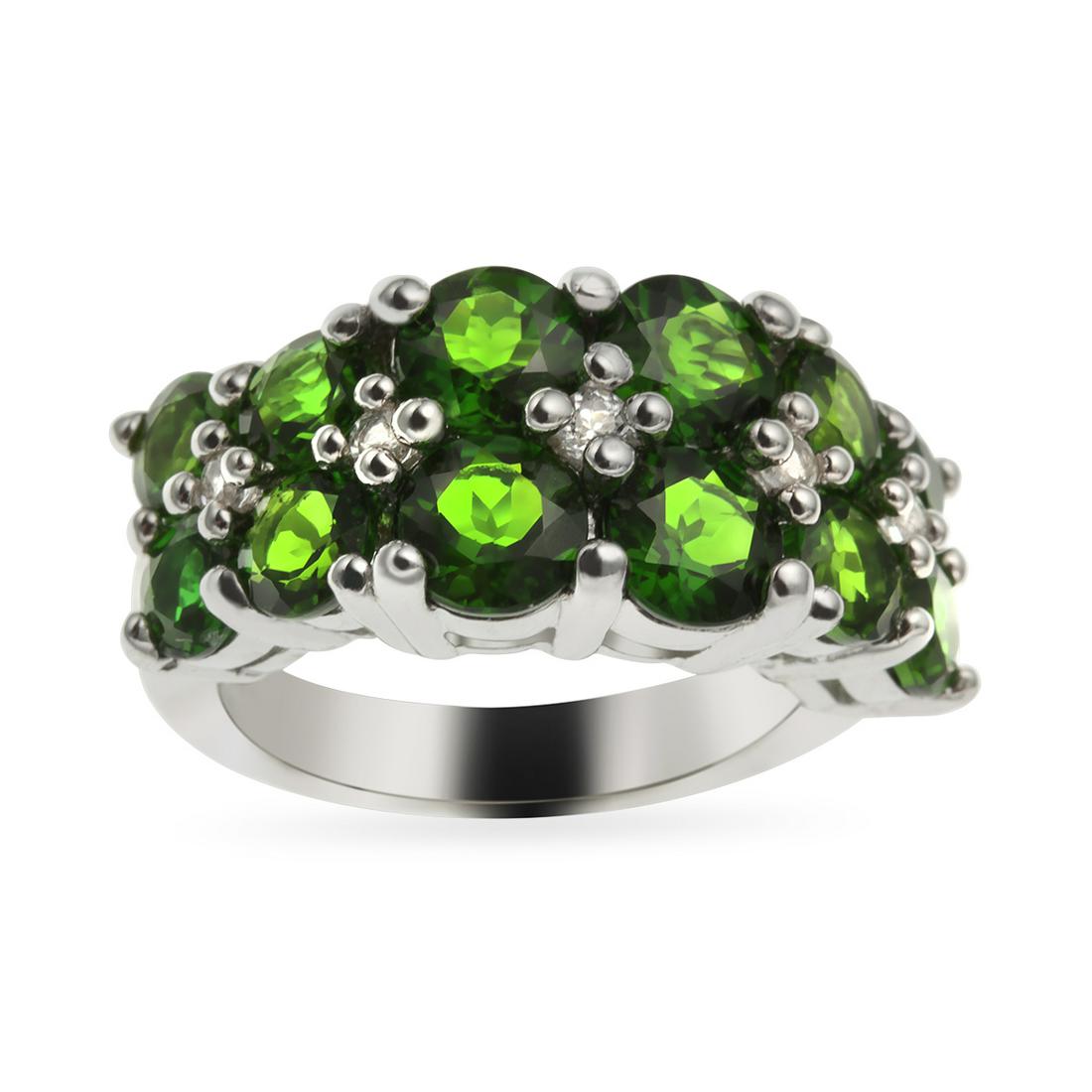 Sterling Silver Chrome Diopside Two Row Ring-SZ 6 (1 of 2)