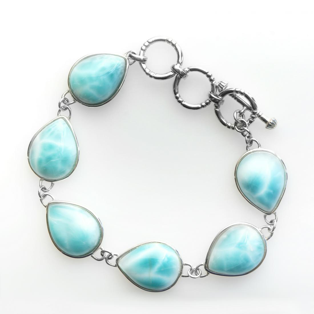 Sterling Silver Larimar Toggle Bracelet 7.5" (1 of 2)
