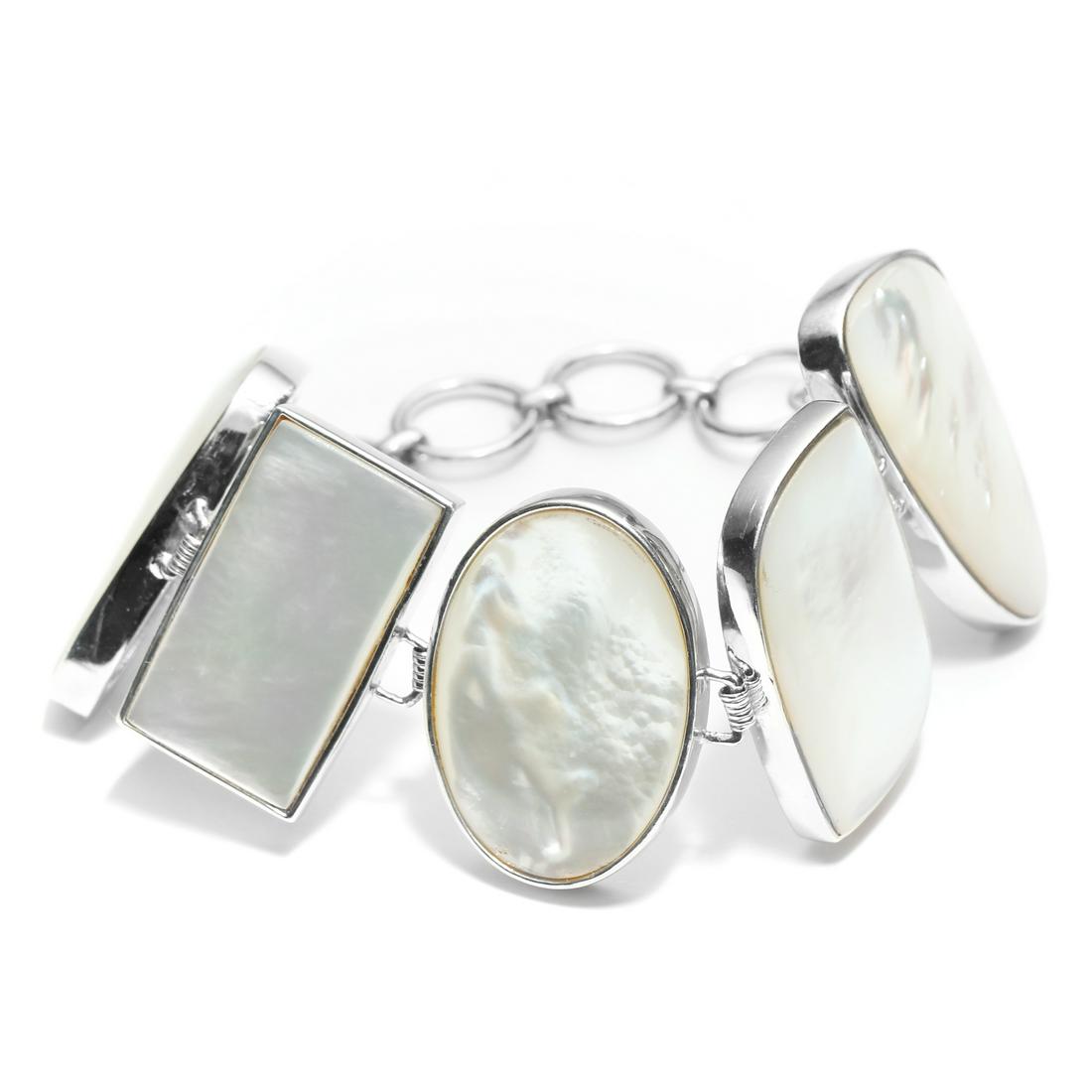 Sterling Silver White MOP Toggle Bracelet 8" (1 of 2)