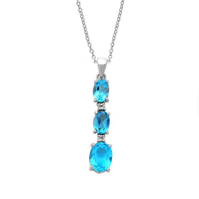 Sterling Silver Swiss Blue Topaz Tier Pendant (1 of 2)