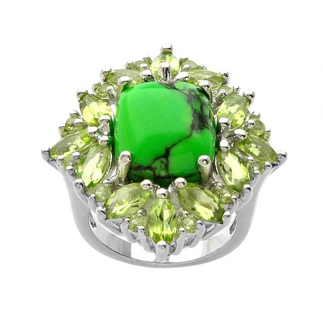 Silver 3.24ct Peridot & Mohave Turquoise Ring-SZ 7 (1 of 1)