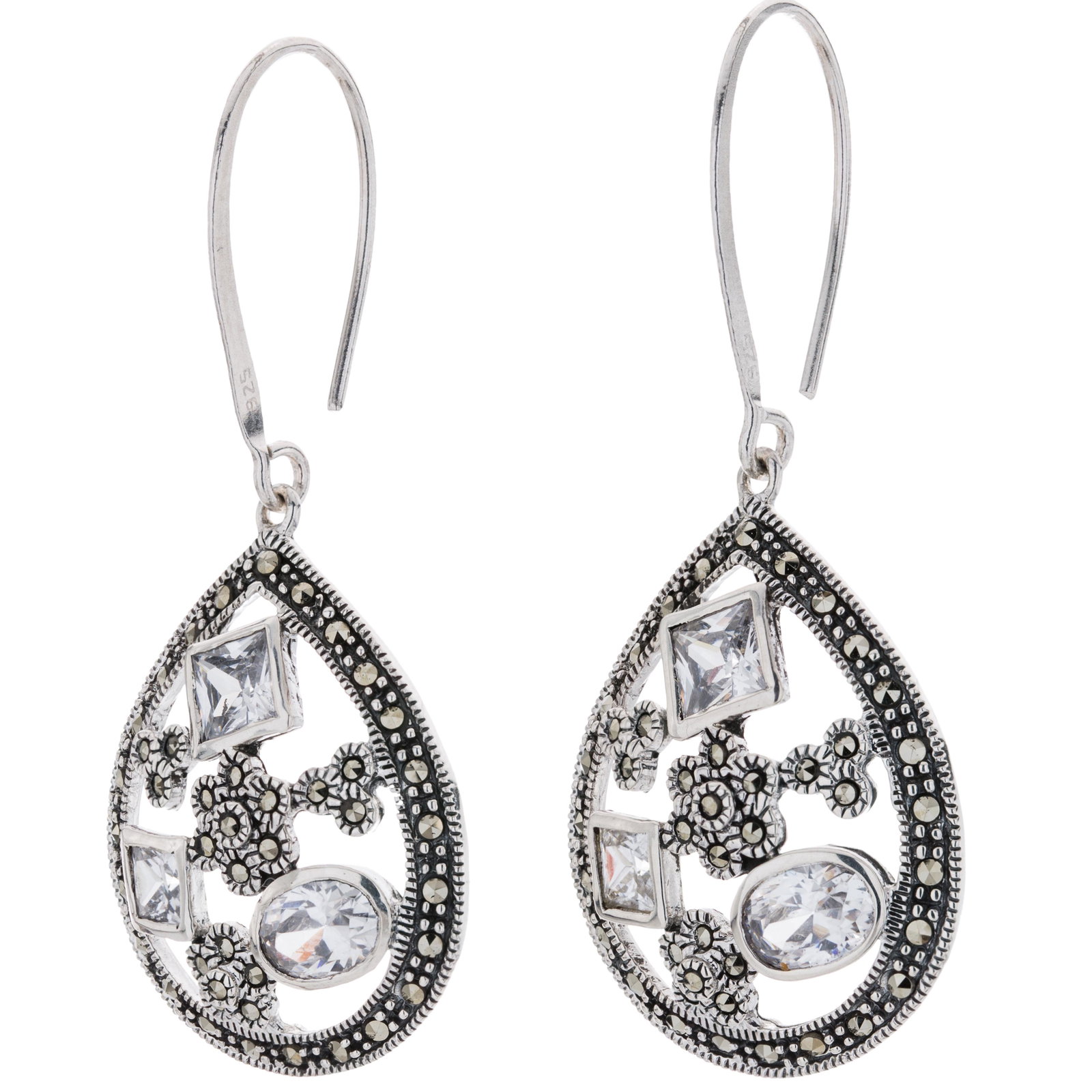 Sterling Silver Marcasite & CZ Drop Earrings: You’ll love the wonderful vintage look of these lovely earrings from Addison Lane’s Felicity collection. Imbued with classic lines and enduring style, this lovely design is beautifully cra