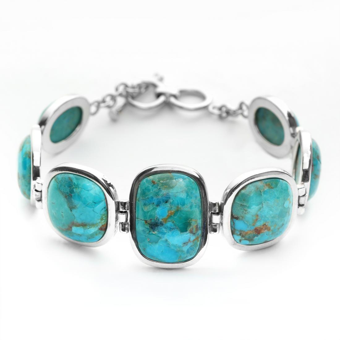 Sterling Silver Kingman Turquoise Toggle Bracelet (1 of 2)