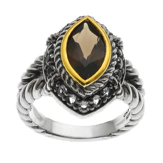 Silver Marquise Smoky Quartz & Topaz Ring-SZ 8 (1 of 1)