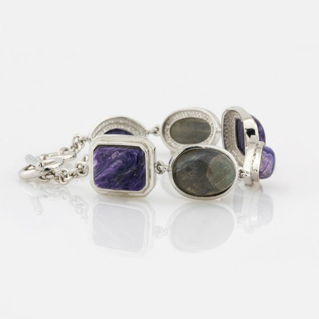 Silver Charoite & Labradorite Toggle Bracelet 7.5" (1 of 3)