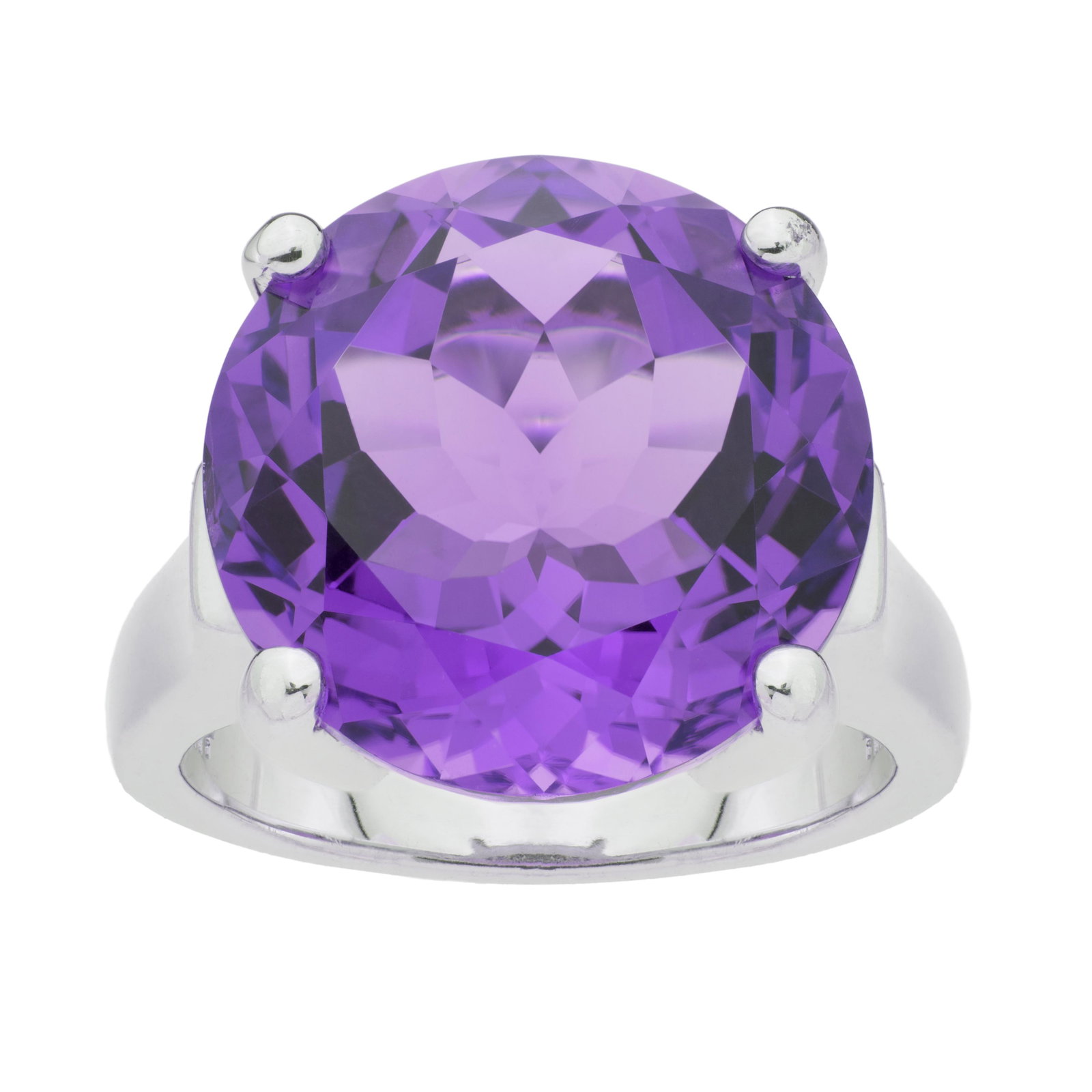 Silver 11.70ct Amethyst Solitaire Ring-SZ 8 (1 of 3)