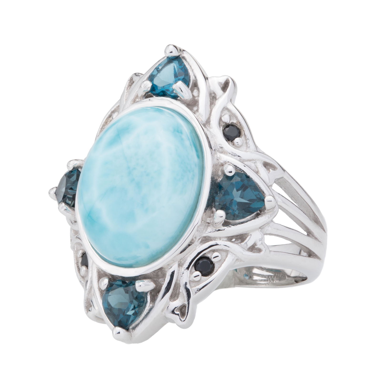 Sterling Silver Larimar & Blue Topaz Ring-SZ 8 (1 of 3)