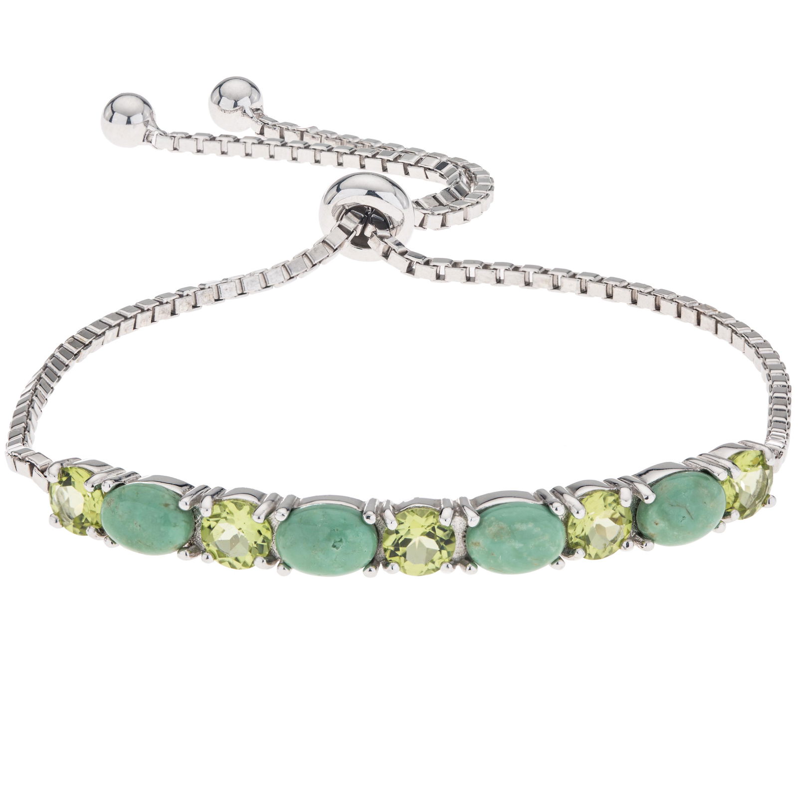 Silver Evans Turquoise & Peridot Slider Bracelet (1 of 3)