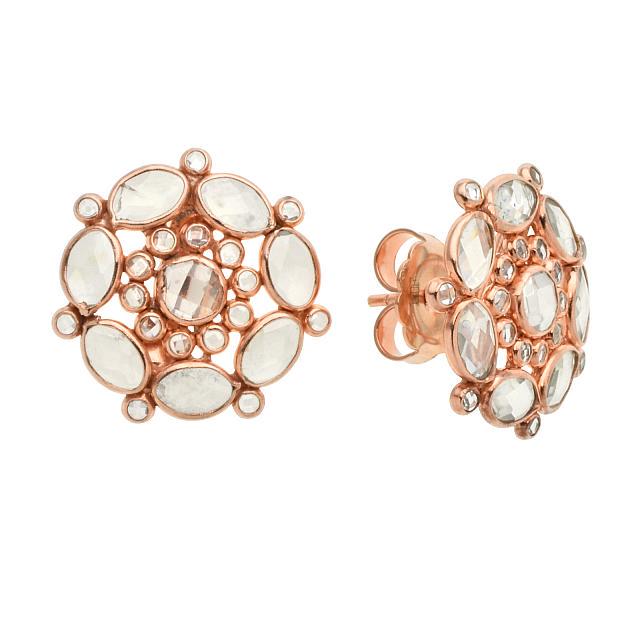 14K Rose Vermeil 12.48ct White Topaz Stud Earrings (1 of 1)