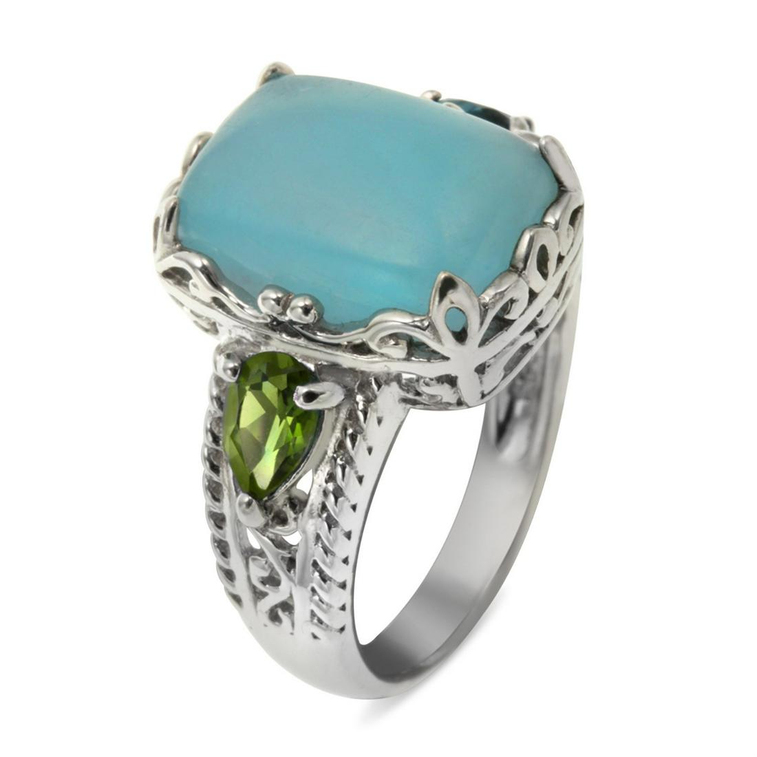 Sterling Silver Aquamarine & Peridot Ring-SZ 7 (1 of 3)