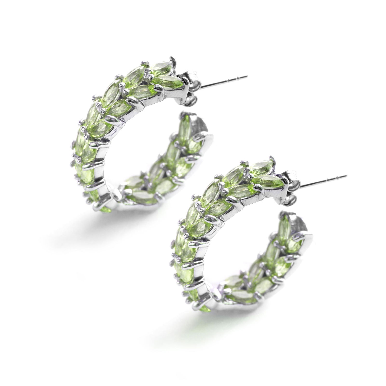 Silver 6.72ct Peridot Inside-out Hoop Earrings (1 of 1)