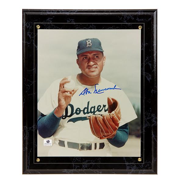 Donald Newcombe Brookly Dodgers Signed 8x10 GFA: Donald Newcombe Brookly/Los Angeles Dodgers Gray Plaque Autograph 8x10 GFA
