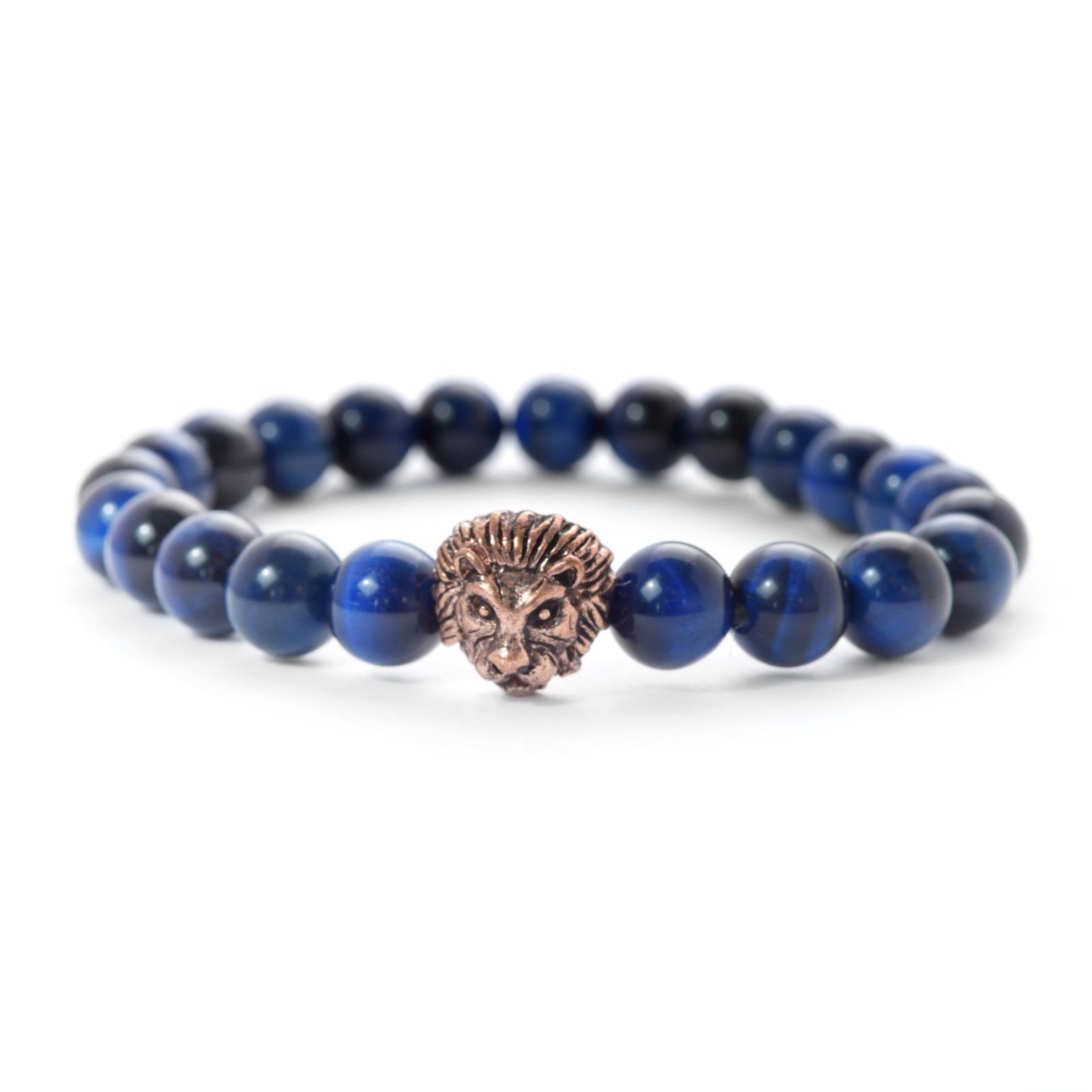 8MM Blue Tiger's Eye Stretchable Unisex Bracelet (1 of 3)