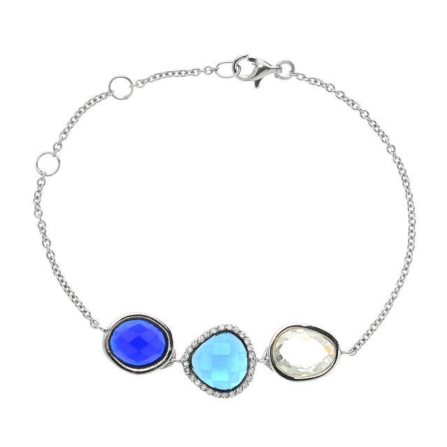 Sterling Silver Multi Gemstone Adjustable Bracelet (1 of 1)