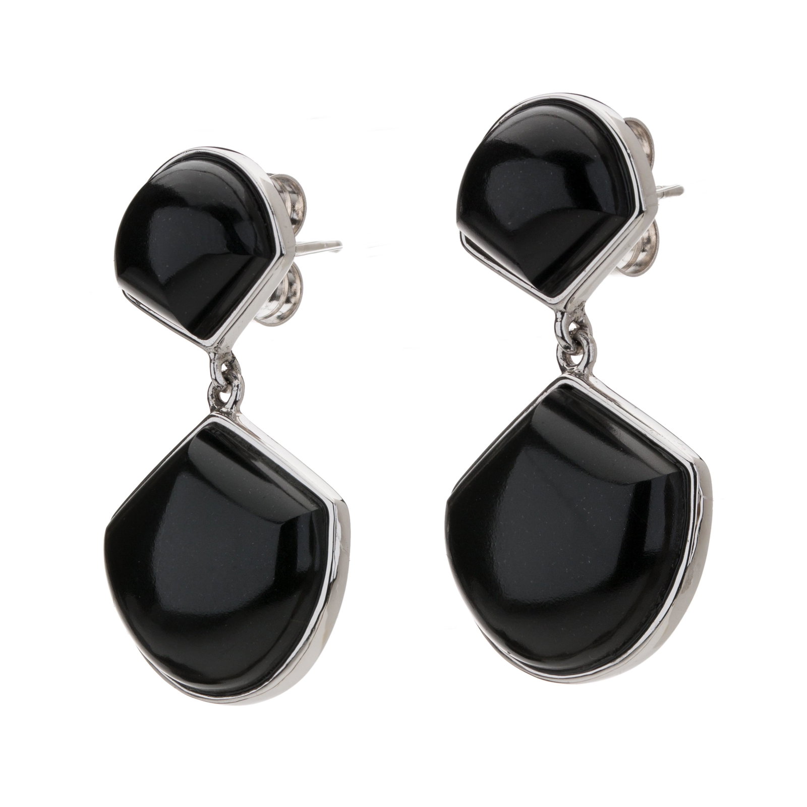 Sterling Silver Black Onyx Fan Drop Earrings (1 of 3)