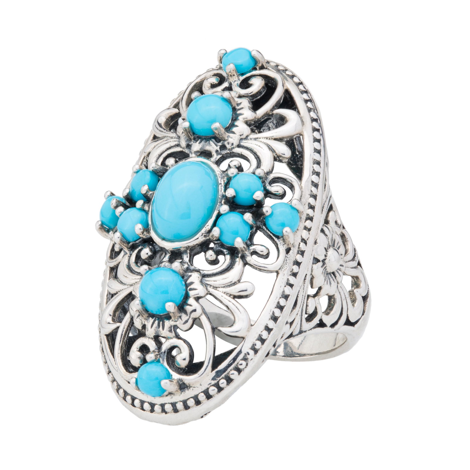 Sterling Silver Turquoise Elongated Ring-SZ 5 (1 of 3)