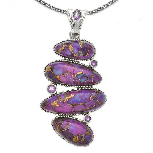 Silver Purple Mohave Turquoise & Amethyst Pendant (1 of 2)