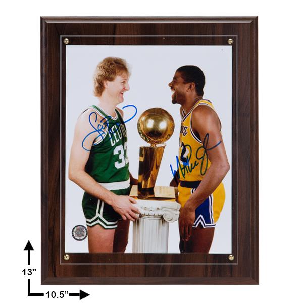 Larry Bird & Magic Johnson Framed Dual signed: Larry Bird & Magic Johnson Dual Signed 13x10.5 Plaque 8x10 GFA