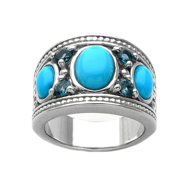 Silver Turquoise & Blue Topaz Ring-SZ 5 (1 of 2)