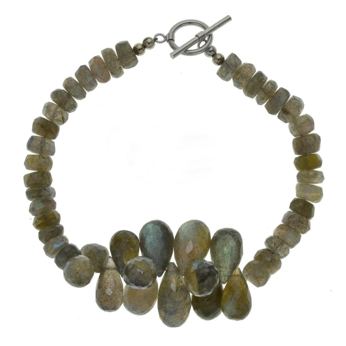 Silver 7.5" Multi Cut Labradorite Toggle Bracelet (1 of 3)