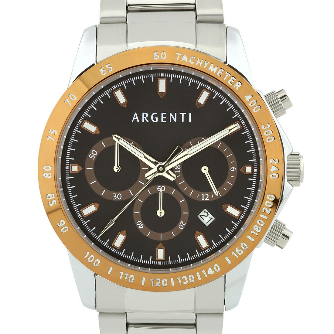 Argenti Multi- Function Chronograph Men's Watch: Citizen/Miyota VD53B Quartz Movement, True Chronograph Functions, Tachymeter Scale, Visible Date Window, Multi.Textured Dial, Luminescent Hands and Hour Markers Round Stainless Steel Case with 22mm Ad